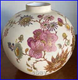 Antique Royal Crown Derby Handpainted Vase With Raised Enamel Flowers 6.5 T