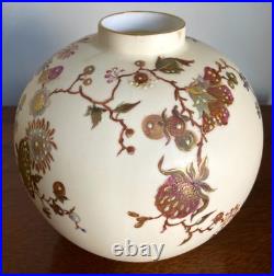 Antique Royal Crown Derby Handpainted Vase With Raised Enamel Flowers 6.5 T