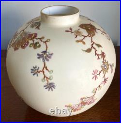 Antique Royal Crown Derby Handpainted Vase With Raised Enamel Flowers 6.5 T