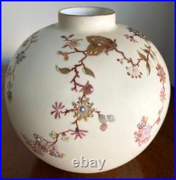 Antique Royal Crown Derby Handpainted Vase With Raised Enamel Flowers 6.5 T