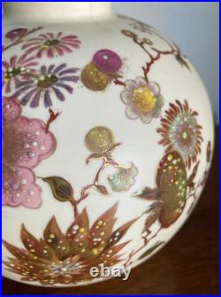Antique Royal Crown Derby Handpainted Vase With Raised Enamel Flowers 6.5 T
