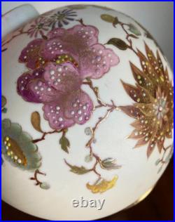 Antique Royal Crown Derby Handpainted Vase With Raised Enamel Flowers 6.5 T