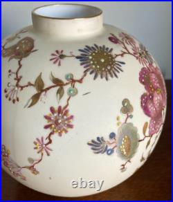 Antique Royal Crown Derby Handpainted Vase With Raised Enamel Flowers 6.5 T