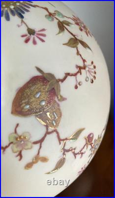 Antique Royal Crown Derby Handpainted Vase With Raised Enamel Flowers 6.5 T
