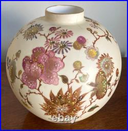 Antique Royal Crown Derby Handpainted Vase With Raised Enamel Flowers 6.5 T