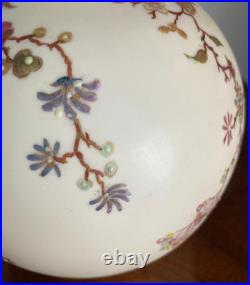 Antique Royal Crown Derby Handpainted Vase With Raised Enamel Flowers 6.5 T