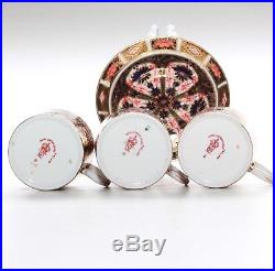 Antique Royal Crown Derby Imari 1128, 4 X Coffee Cans With Saucers