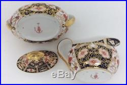 Antique Royal Crown Derby Imari 2451 Cream & Covered Sugar