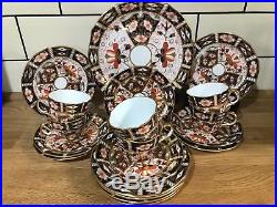 Antique Royal Crown Derby Imari 2451 Tea Set Cup Saucer Tea & Cake Plate c1920