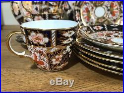 Antique Royal Crown Derby Imari 2451 Tea Set Cup Saucer Tea & Cake Plate c1920