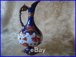 Antique Royal Crown Derby Imari Ewer Red Blue and Gold Trim Ca 1897