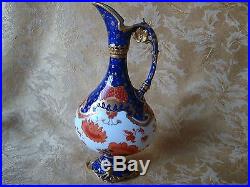 Antique Royal Crown Derby Imari Ewer Red Blue and Gold Trim Ca 1897