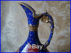 Antique Royal Crown Derby Imari Ewer Red Blue and Gold Trim Ca 1897