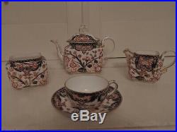 Antique Royal Crown Derby Imari Kings Pattern Cabaret Tea Set Teapot 1877 Blue M