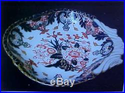 Antique Royal Crown Derby Imari Kings Shell Shaped Dish 1880's