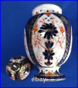 Antique Royal Crown Derby Imari Lidded Jar / Vase 5.5h