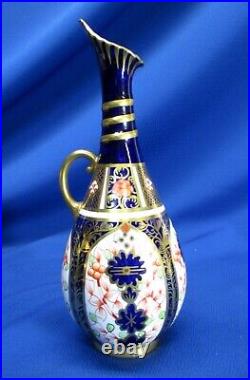 Antique Royal Crown Derby Imari Porcelain Handled Ewer 7h