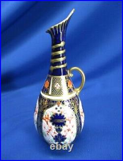 Antique Royal Crown Derby Imari Porcelain Handled Ewer 7h