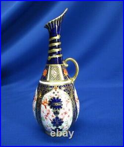 Antique Royal Crown Derby Imari Porcelain Handled Ewer 7h