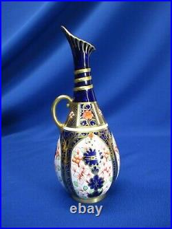 Antique Royal Crown Derby Imari Porcelain Handled Ewer 7h