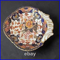 Antique Royal Crown Derby Imari Shell Dish Cobalt Red Gold Porcelain 10
