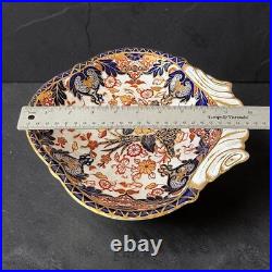 Antique Royal Crown Derby Imari Shell Dish Cobalt Red Gold Porcelain 10