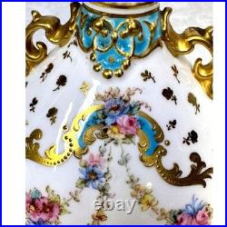 Antique Royal Crown Derby Late 1800's 6 Vase-Turquoise Gilded Accents-Exquisite