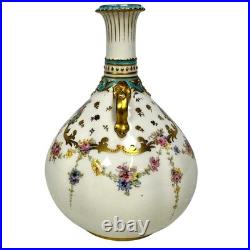 Antique Royal Crown Derby Late 1800's 6 Vase-Turquoise Gilded Accents-Exquisite