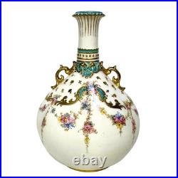 Antique Royal Crown Derby Late 1800's 6 Vase-Turquoise Gilded Accents-Exquisite