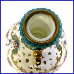 Antique Royal Crown Derby Late 1800's 6 Vase-Turquoise Gilded Accents-Exquisite