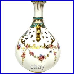 Antique Royal Crown Derby Late 1800's 6 Vase-Turquoise Gilded Accents-Exquisite
