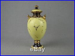 Antique Royal Crown Derby Lidded Vase Yellow Ground Dated 1896