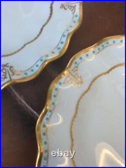 Antique Royal Crown Derby Lombardy Jeweled salad plate Set Of Four Ruffle