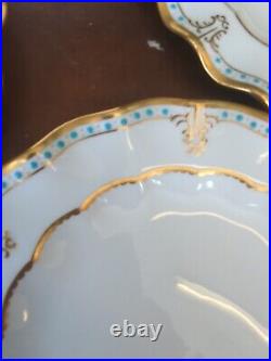Antique Royal Crown Derby Lombardy Jeweled salad plate Set Of Four Ruffle