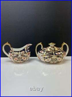 Antique Royal Crown Derby Old Imari 1920's Creamer & Covered Sugar Bowl