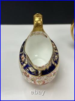 Antique Royal Crown Derby Old Imari 1920's Creamer & Covered Sugar Bowl