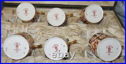 Antique Royal Crown Derby Old Imari 2451 Six Cups And Saucers In Original Box