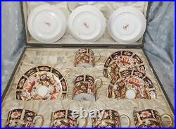 Antique Royal Crown Derby Old Imari 2451 Six Cups And Saucers In Original Box