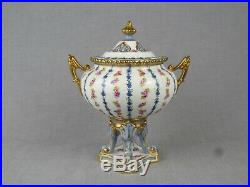 Antique Royal Crown Derby Pattern 1411- Floral Vase And Cover Date 1903