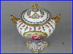 Antique Royal Crown Derby Pattern 1411- Floral Vase And Cover Date 1903