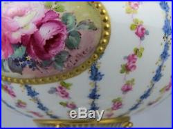 Antique Royal Crown Derby Pattern 1411- Floral Vase And Cover Date 1903