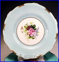 Antique Royal Crown Derby Porcelain 3 Blue Caledon Rosemary Luncheon Plates
