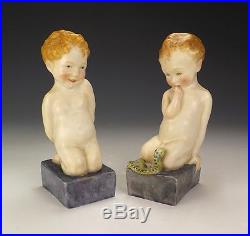 Antique Royal Crown Derby Porcelain Adam & Eve Child Study Figures Art Deco