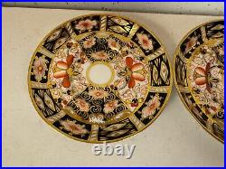 Antique Royal Crown Derby Porcelain Imari 2451 Pair of Demitasse Cups & Saucers