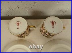 Antique Royal Crown Derby Porcelain Imari 2451 Pair of Demitasse Cups & Saucers