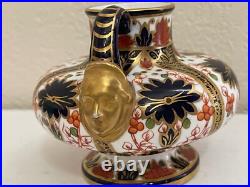 Antique Royal Crown Derby Porcelain Old Imari Pattern Vase with Gold Mask / Face