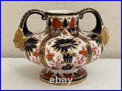 Antique Royal Crown Derby Porcelain Old Imari Pattern Vase with Gold Mask / Face
