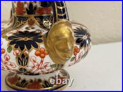 Antique Royal Crown Derby Porcelain Old Imari Pattern Vase with Gold Mask / Face
