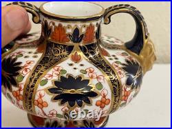 Antique Royal Crown Derby Porcelain Old Imari Pattern Vase with Gold Mask / Face