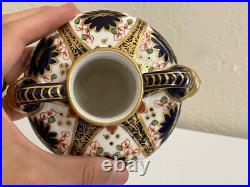Antique Royal Crown Derby Porcelain Old Imari Pattern Vase with Gold Mask / Face